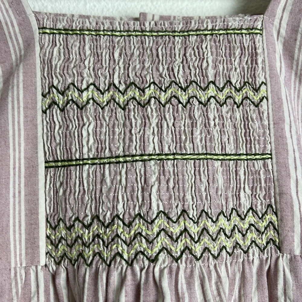 Zara smocked trapeze cut striped dress 11-12